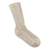 Cotton Slub Womens Socks | Beige/White