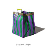 Recycled Plastic Stripe Bag / Rectangle D26 | Green x Purple