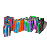 Recycled Plastic Stripe Bag / Rectangle D15 | Green x Pink