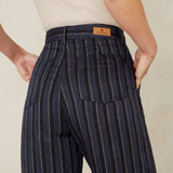 Leila Cropped Jeans | Blue Linen Stripe