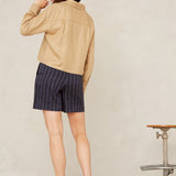 Bangja Shorts | Blue Linen Stripe
