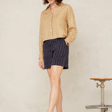 Bangja Shorts | Blue Linen Stripe