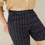 Bangja Shorts | Blue Linen Stripe