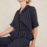 Morrigan Shirt | Blue Linen Stripe