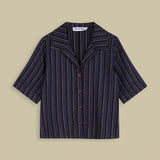 Morrigan Shirt | Blue Linen Stripe
