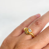 Wave Ring Gold with Single Pear Aquamarine #9 | Size 6