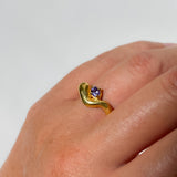 Wave Ring Gold with 1 Stone # 10| Size 6