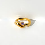 Wave Ring Gold with 1 Stone # 10| Size 6