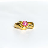 Wave Ring Gold with 1 Stone # 14 | Size 7