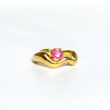 Wave Ring Gold with 1 Stone # 14 | Size 7