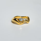 Wave Ring Gold with 1 Stone # 15 | Size 6.5