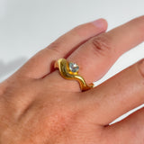 Wave Ring Gold with 1 Stone # 15 | Size 6.5