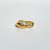 Wave Ring Gold with 1 Stone # 17 | Size 7.5
