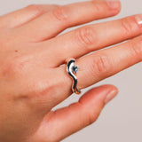 Wave Ring Silver with 1 Stone # 2 | Size 6.5