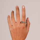 Wave Ring Silver with 3 Stones # 3 | Size 7.5
