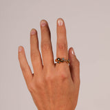 Wave Ring Gold with 3 Stones # 2 | Size 8