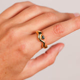Wave Ring Gold with 1 Stone # 2 | Size 7