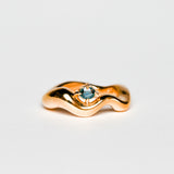 Wave Ring Gold with 1 Stone # 2 | Size 7
