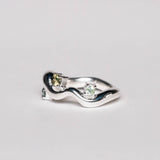 Wave Ring Silver with 3 Stones # 3 | Size 7.5