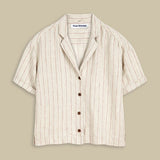 KINGS OF INDIGOAthalie Short Sleeve Shirt | Linen Stripe RedXS