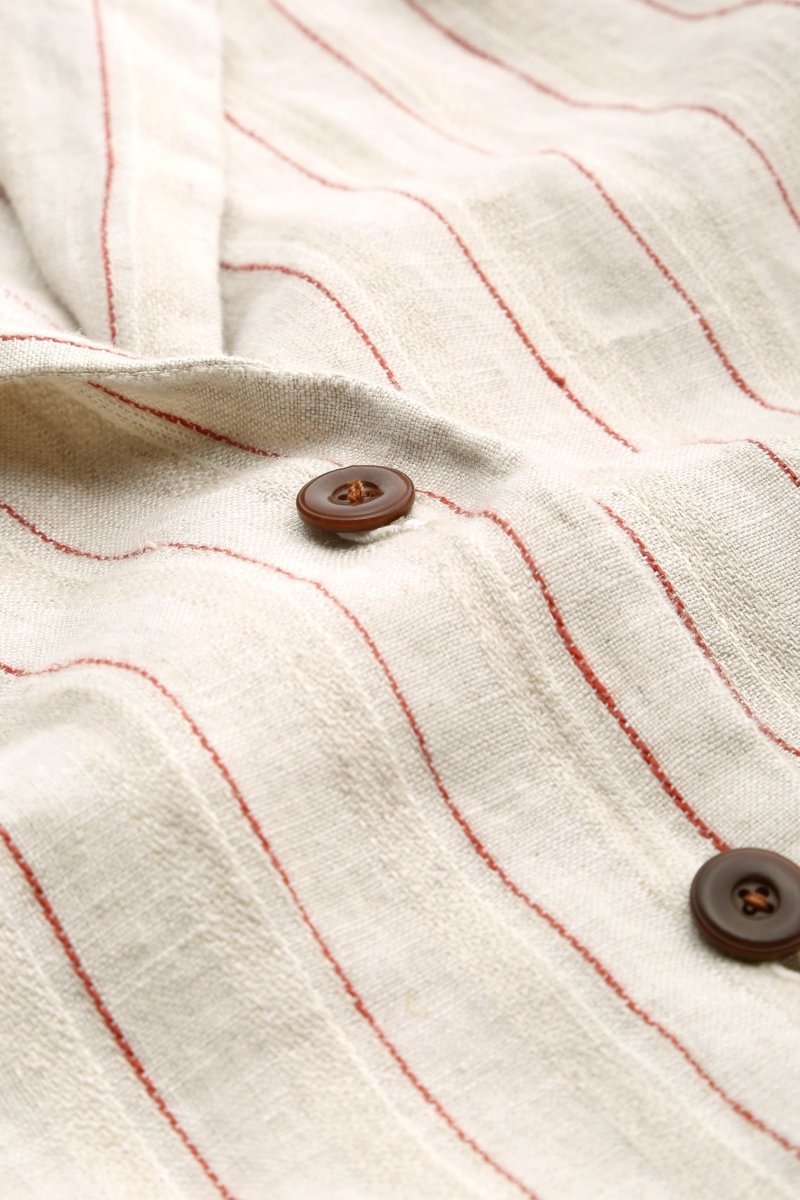 KINGS OF INDIGOAthalie Short Sleeve Shirt | Linen Stripe RedXS