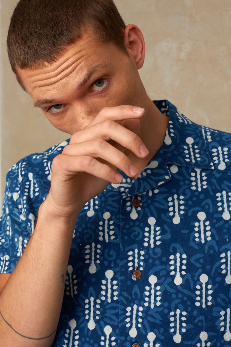 KINGS OF INDIGOBalder Shirt | Woodblock Indigo DyeXS