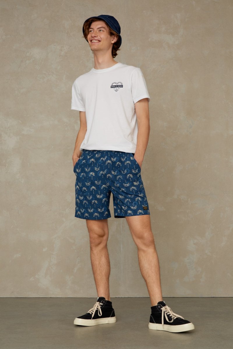 KINGS OF INDIGOBidatsu Shorts | Woodblock Indigo Dye - Fan PrintXS