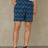 KINGS OF INDIGOBidatsu Shorts | Woodblock Indigo Dye - Fan PrintXS