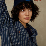 KINGS OF INDIGOCharlene Shirt | Linen Navy Double StripeXS