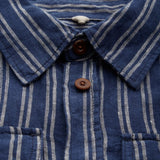 KINGS OF INDIGOCharlene Shirt | Linen Navy Double StripeXS