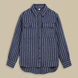 KINGS OF INDIGOCharlene Shirt | Linen Navy Double StripeXS