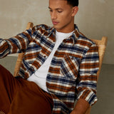 KINGS OF INDIGOJuntoku Shirt | Cinnamon Brushed CheckS