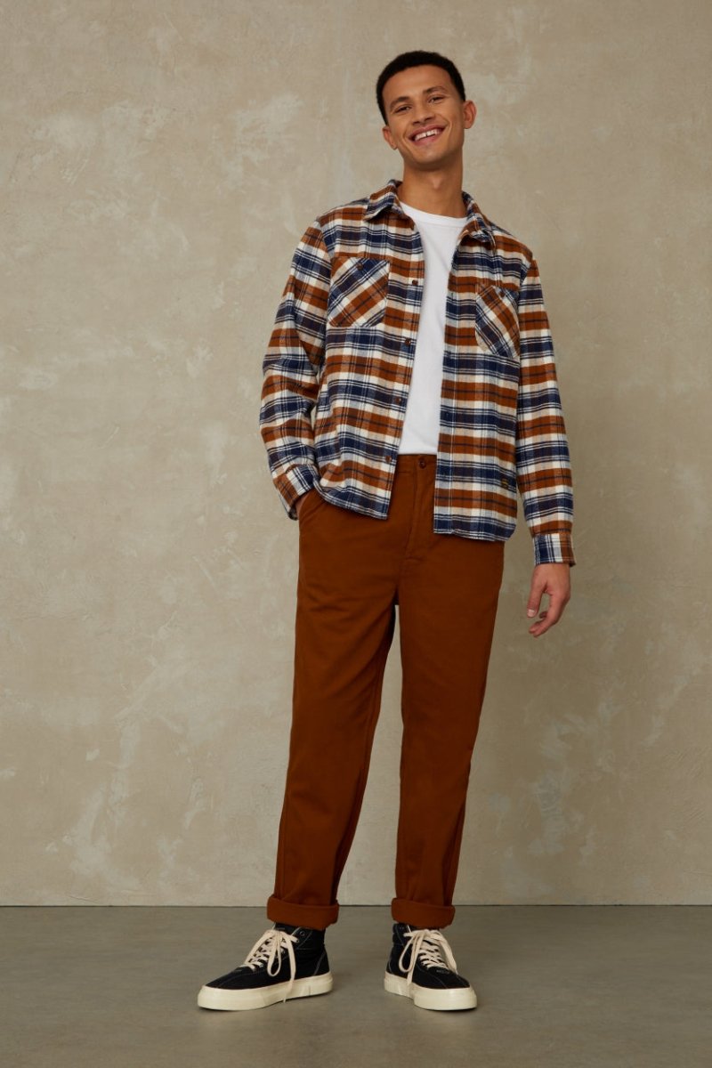 KINGS OF INDIGOJuntoku Shirt | Cinnamon Brushed CheckS