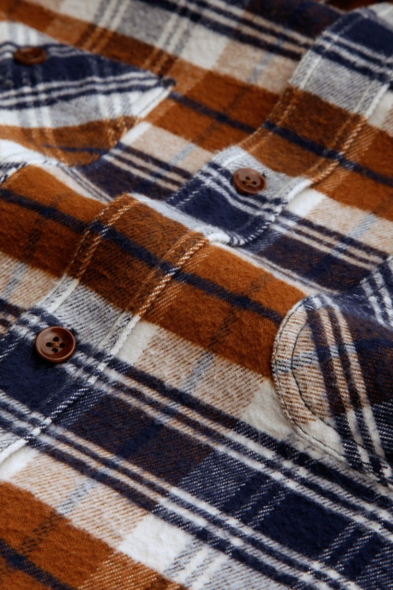 KINGS OF INDIGOJuntoku Shirt | Cinnamon Brushed CheckS