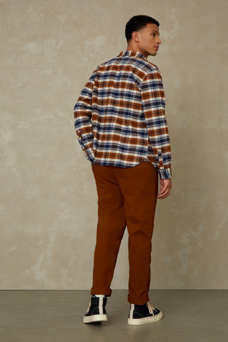 KINGS OF INDIGOJuntoku Shirt | Cinnamon Brushed CheckS