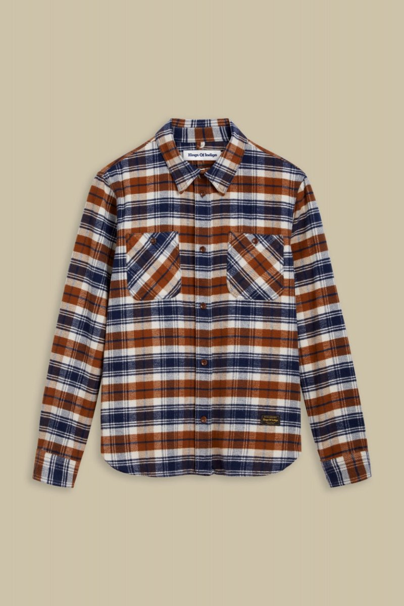 KINGS OF INDIGOJuntoku Shirt | Cinnamon Brushed CheckS