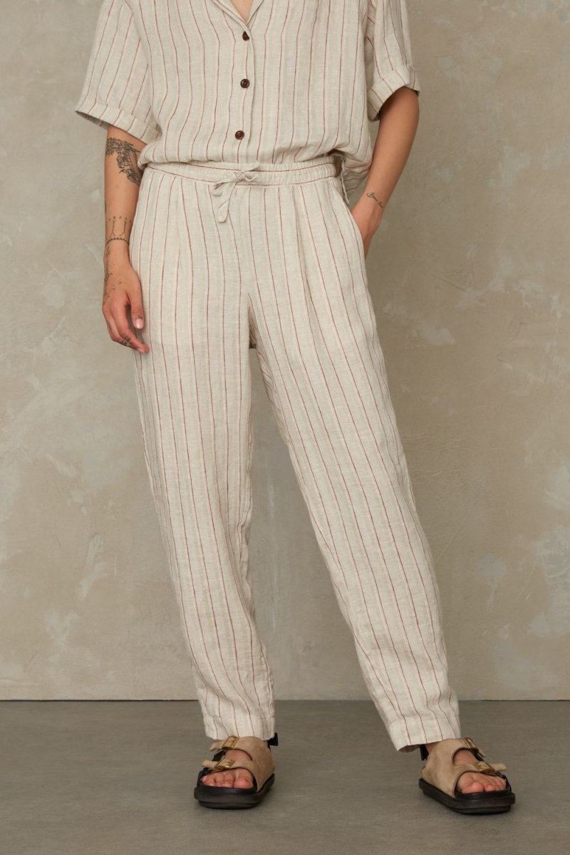 KINGS OF INDIGOLourdes Pants | Linen Stripe RedXS