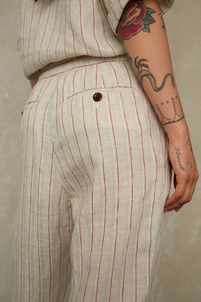 KINGS OF INDIGOLourdes Pants | Linen Stripe RedXS