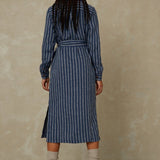 KINGS OF INDIGOMaggy Dress | Linen Navy Double StripeXS
