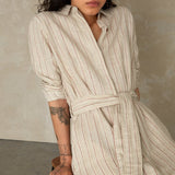 KINGS OF INDIGOMaggy Dress | Linen Stripe RedXS