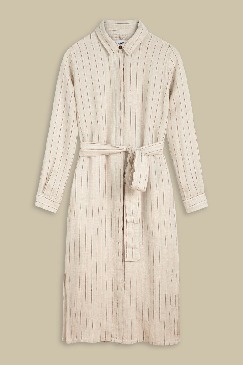 KINGS OF INDIGOMaggy Dress | Linen Stripe RedXS