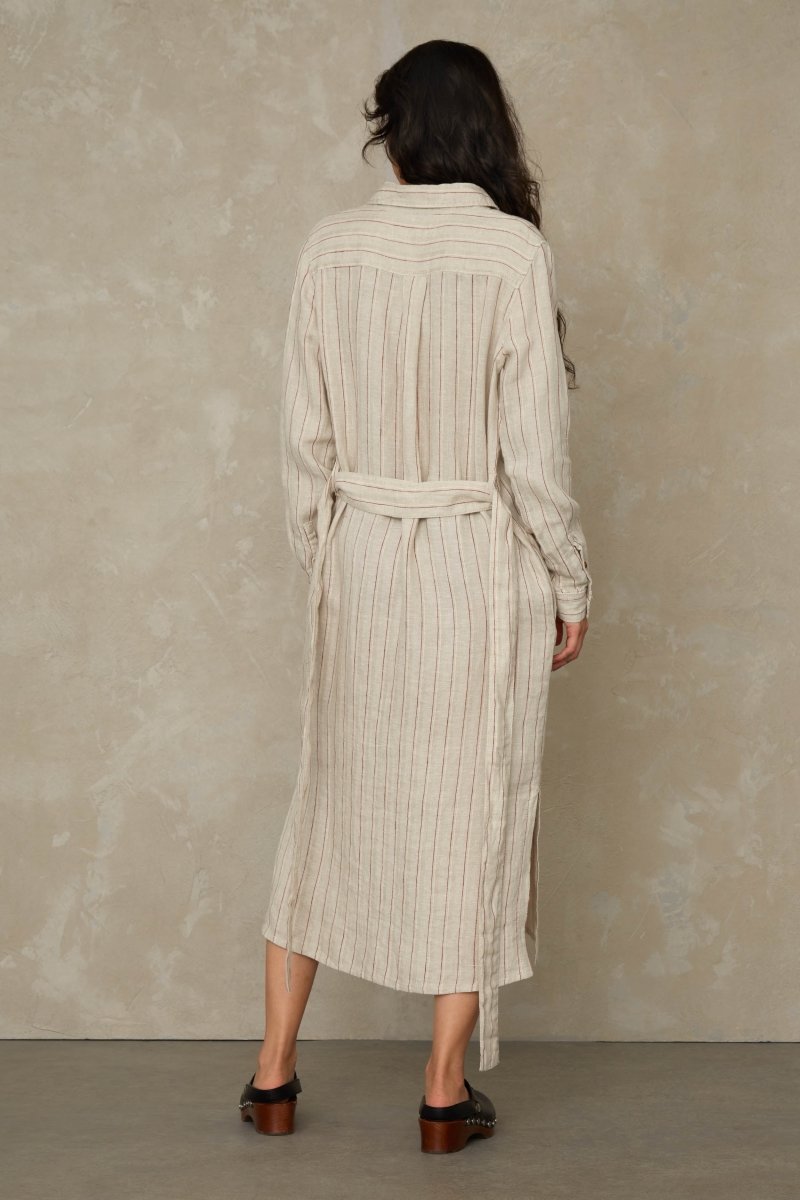 KINGS OF INDIGOMaggy Dress | Linen Stripe RedXS