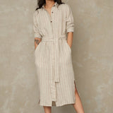 KINGS OF INDIGOMaggy Dress | Linen Stripe RedXS