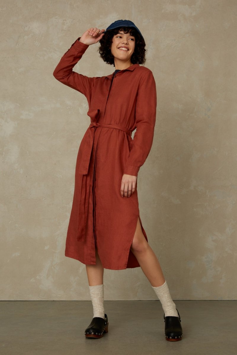 KINGS OF INDIGOMaggy Dress | Terracotta LinenXS