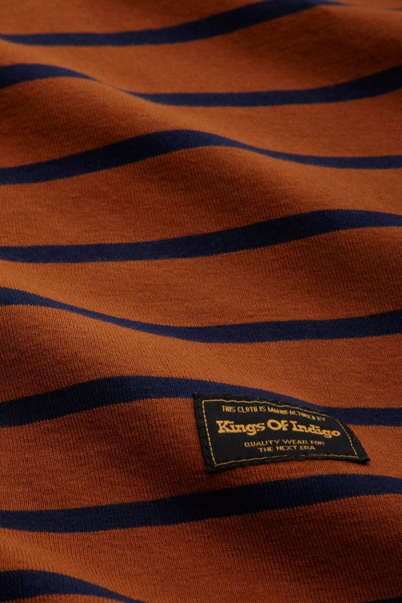 KINGS OF INDIGONezer L/S T-Shirt | Breton Stripe CinnamonS