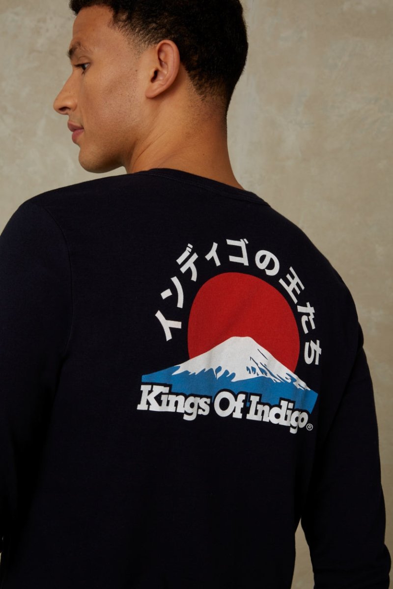 KINGS OF INDIGONezer L/S T-Shirt | Navy Mount FujiS