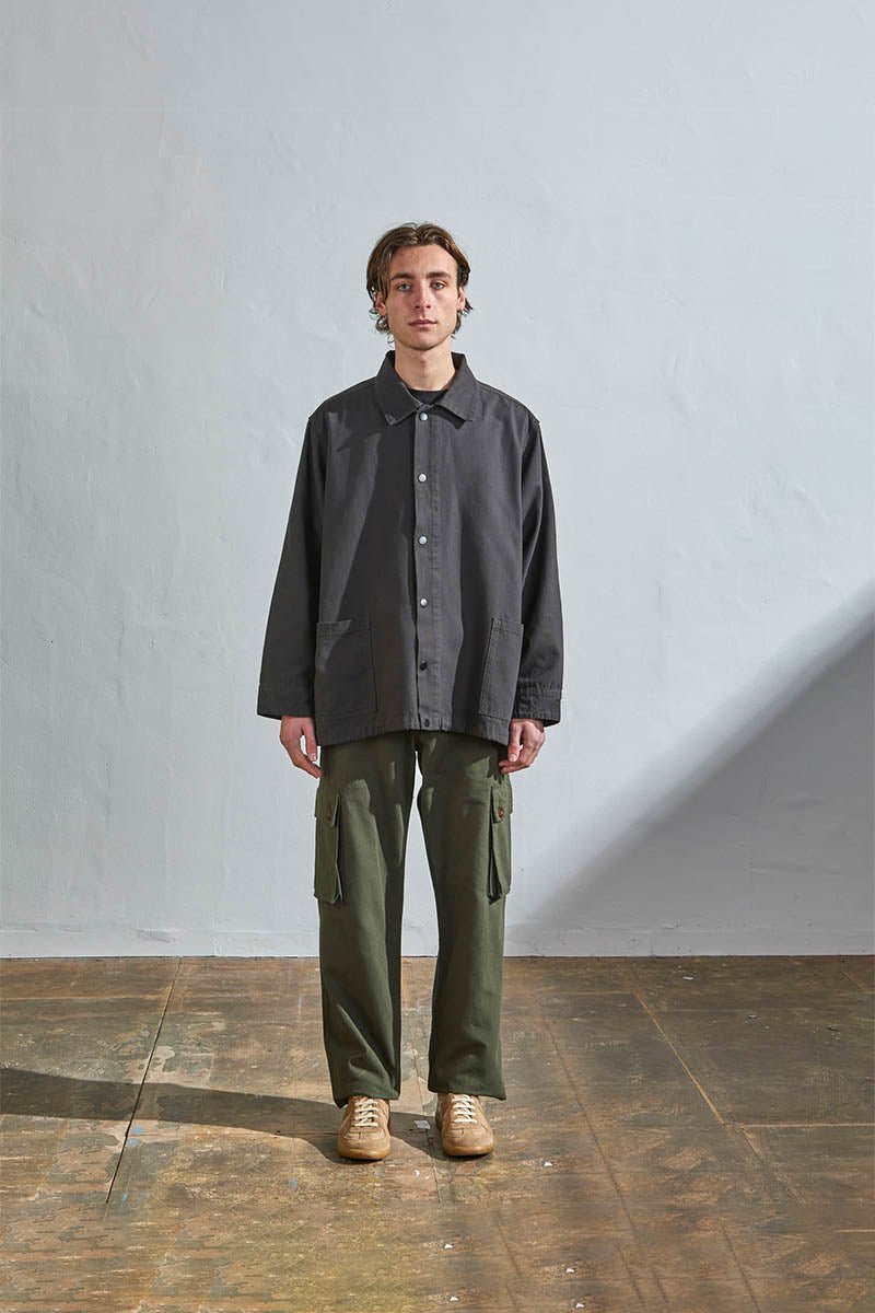 USKEES3013 Button Coach Jacket | CharcoalXS