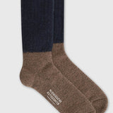 Oslo Mohair Wool Pile Socks | Navy and Cappuccino