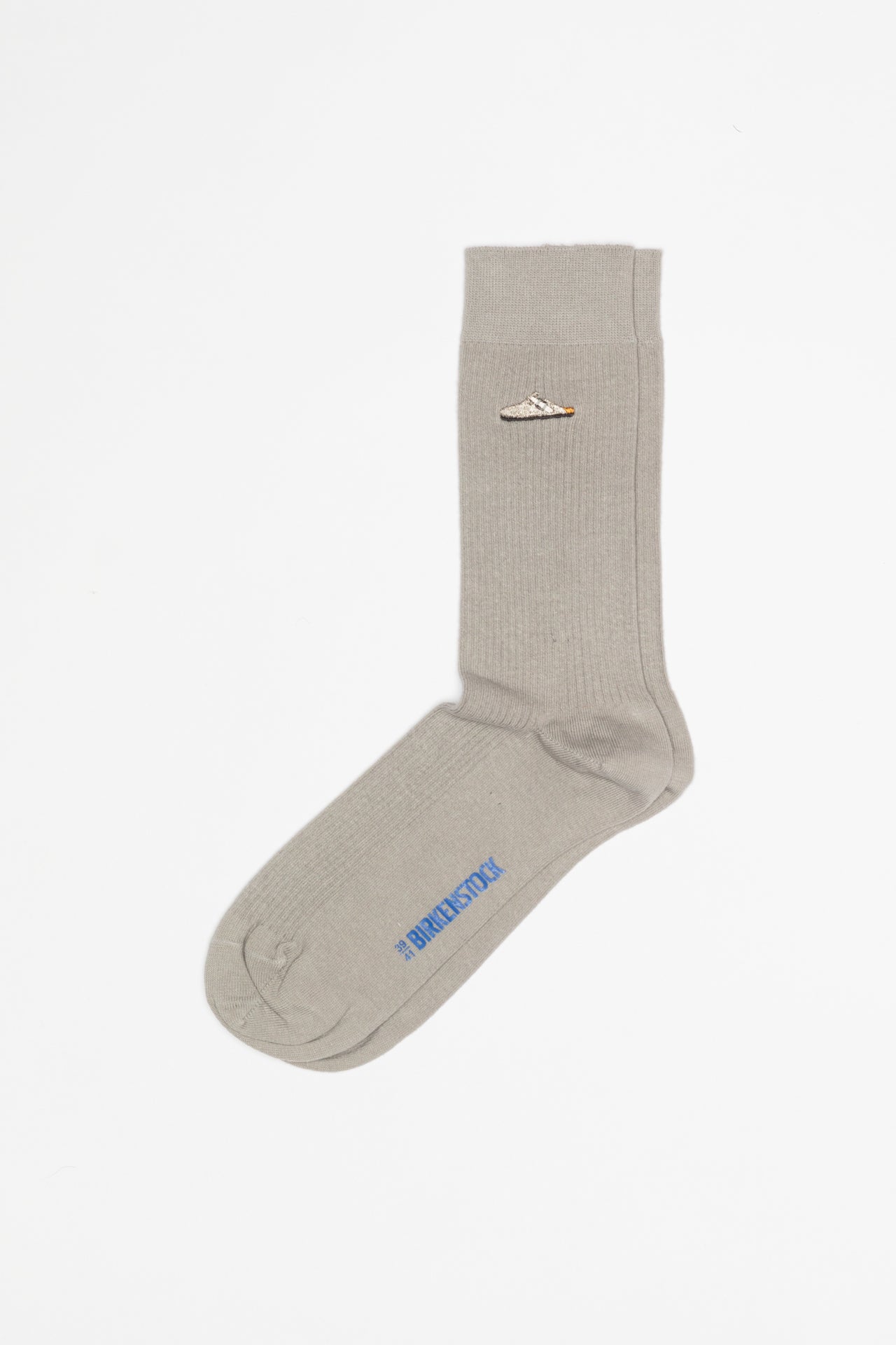 Cotton Ribbed Socks Boston Embroidery | Stone Coin
