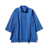 Cotton Stripe Shirt Regular Collar | Blue
